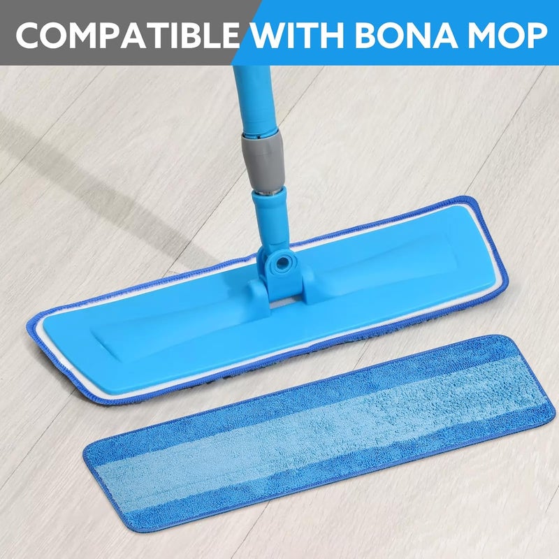 wlich 6 Pack Microfiber Cleaning Pads are Compatible with Bona Mop,18 Inch Replaceable Mop Pad Refill,Washable & Reusable Blue Microfiber Mop Pads for Hardwood and Hard-Surface Floors - Image 3